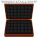 Deluxe Heirloom Cherry Wood Style Coin Presentation 56-Coin Display Box – Holds Any Coin Capsule with Outside Dimension of 1.25 Inches (24MM)