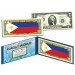 PHILIPPINES - Official Flags of the World Genuine Legal Tender U.S. $2 Two-Dollar Bill Currency Bank Note