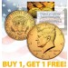 24K GOLD PLATED 2015 JFK Kennedy Half Dollar Coin w/Capsule - BUY 1 GET 1 FREE - bogo
