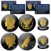 MORAN DOLLAR & PEACE DOLLAR Silver Tribute 1 OZ Coins 100th Anniversary 1921-2021 BLACK RUTHENIUM with 24KT GOLD Highlights 2-Sided 2-Coin Set