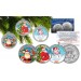 MERRY CHRISTMAS Colorized 2015 JFK Kennedy Half Dollar 3-Coin Set Ornaments Capsules - Snowman & Santa Claus